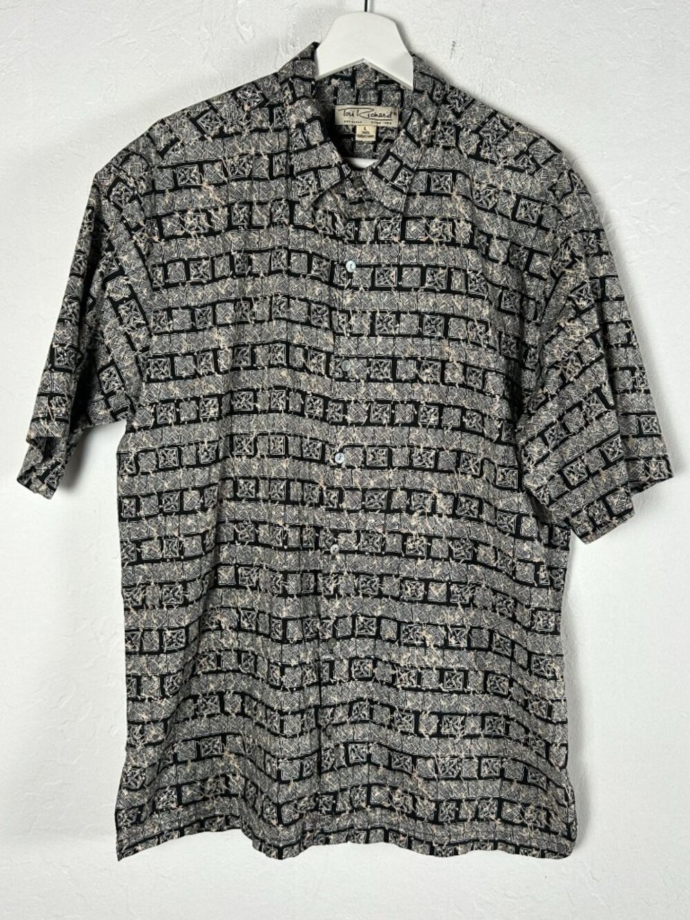 Tori Richard Mens Tropical Print Cotton Lawn Button Up Camp Hawaiian Shirt Large
